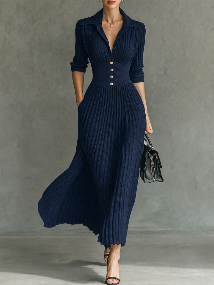 MAREN | Long Sleeve Pleated Maxi Dress