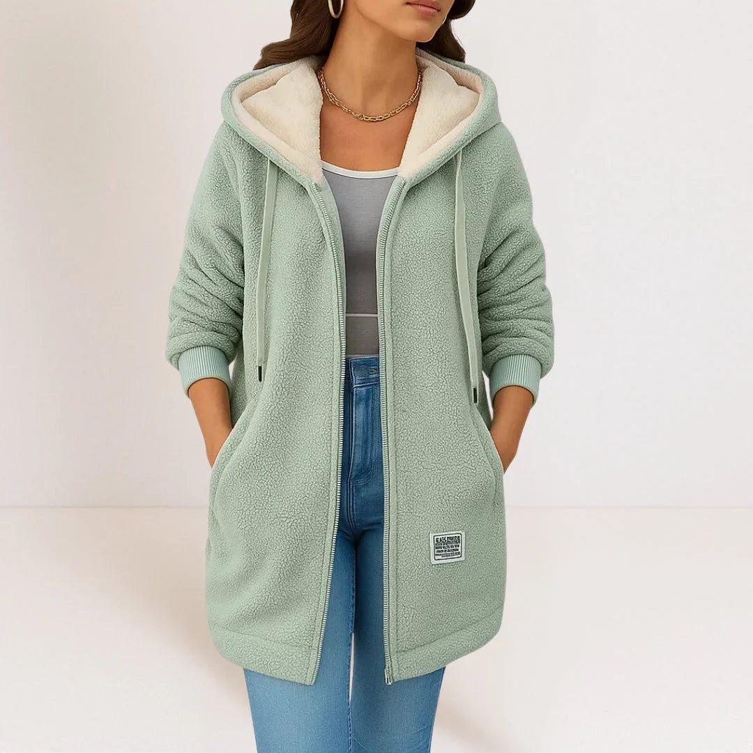 Frances™ | Cozy Longline Hooded Fleece Jacket