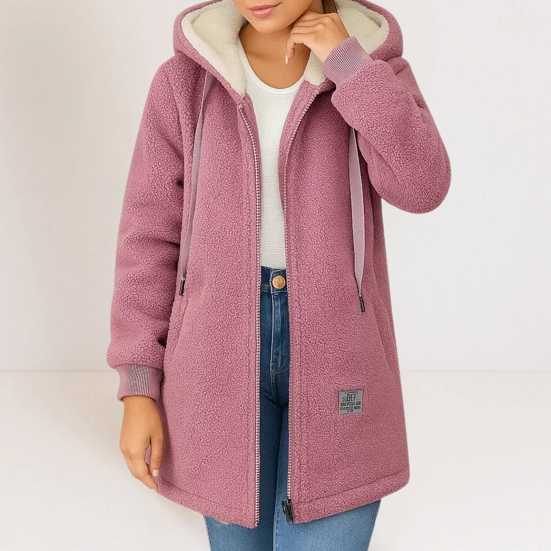 Frances™ | Cozy Longline Hooded Fleece Jacket