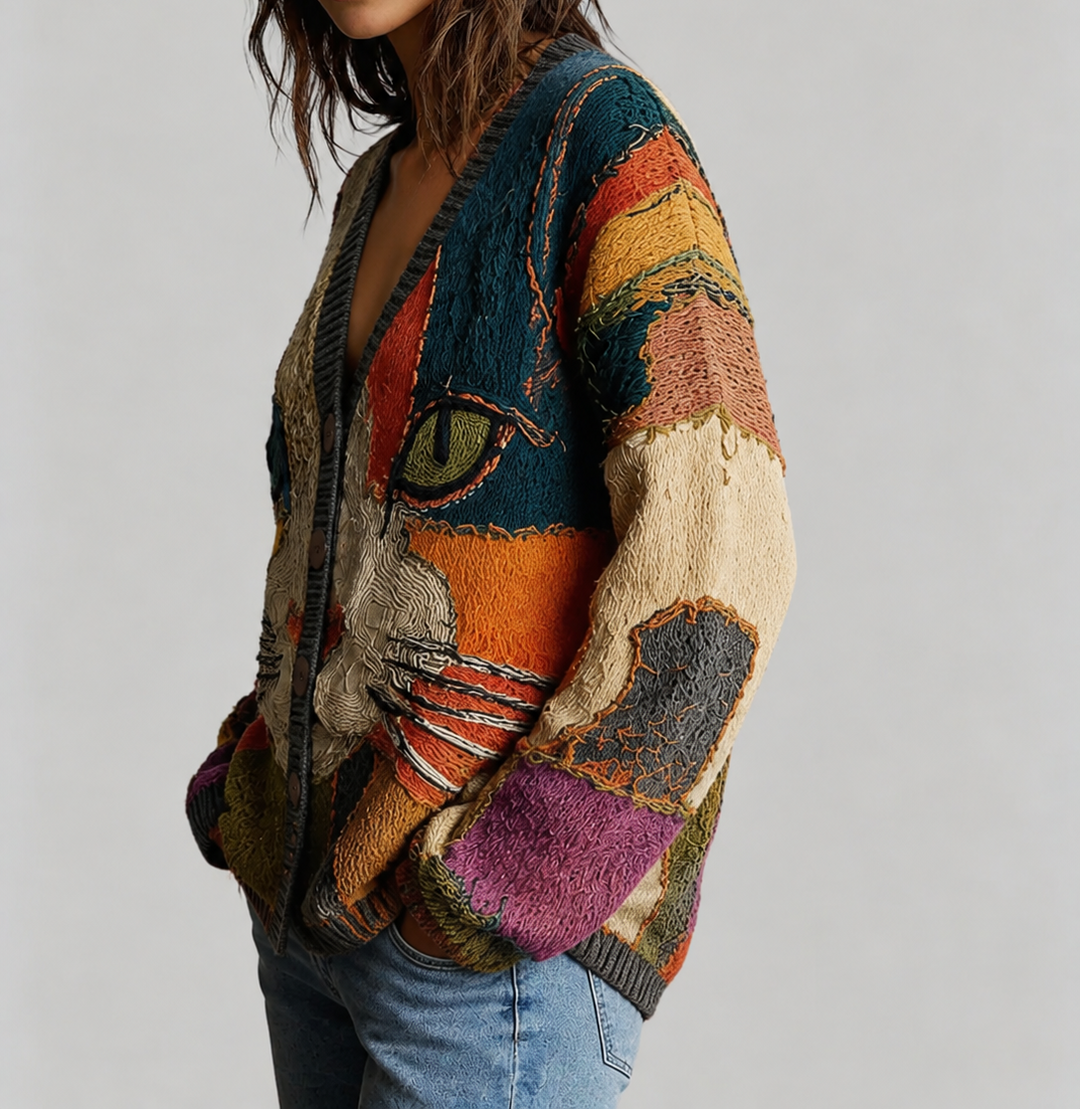 Zarianna | Artistic Cat Statement Cardigan