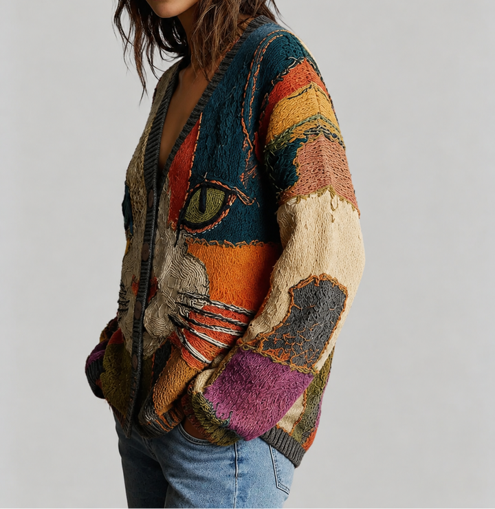 Zarianna | Artistic Cat Statement Cardigan