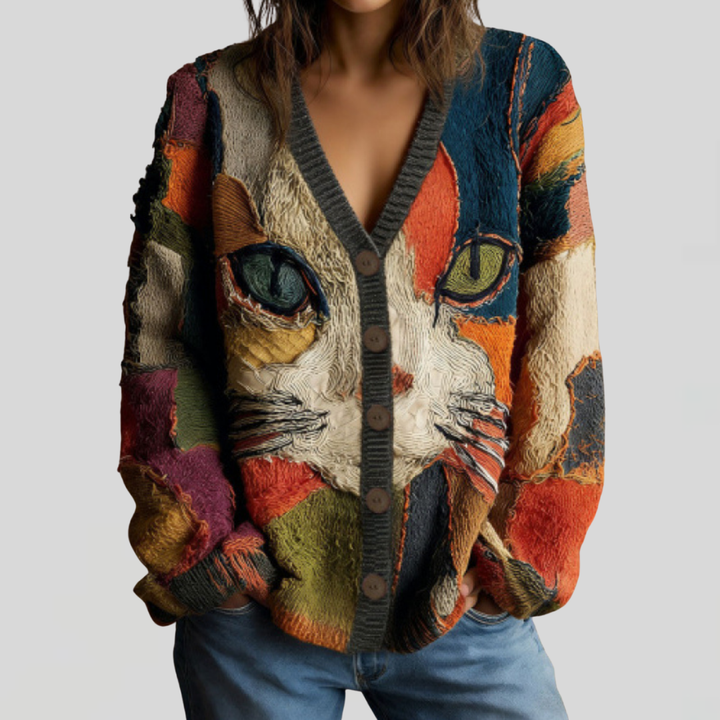 Zarianna | Artistic Cat Statement Cardigan