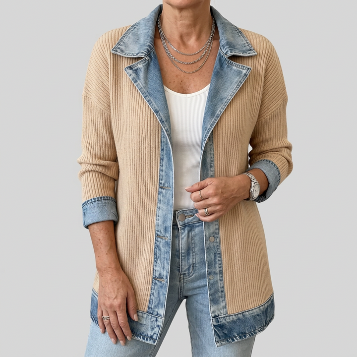 Miriam™ | Contrast-Trim Ribbed Knit Jacket