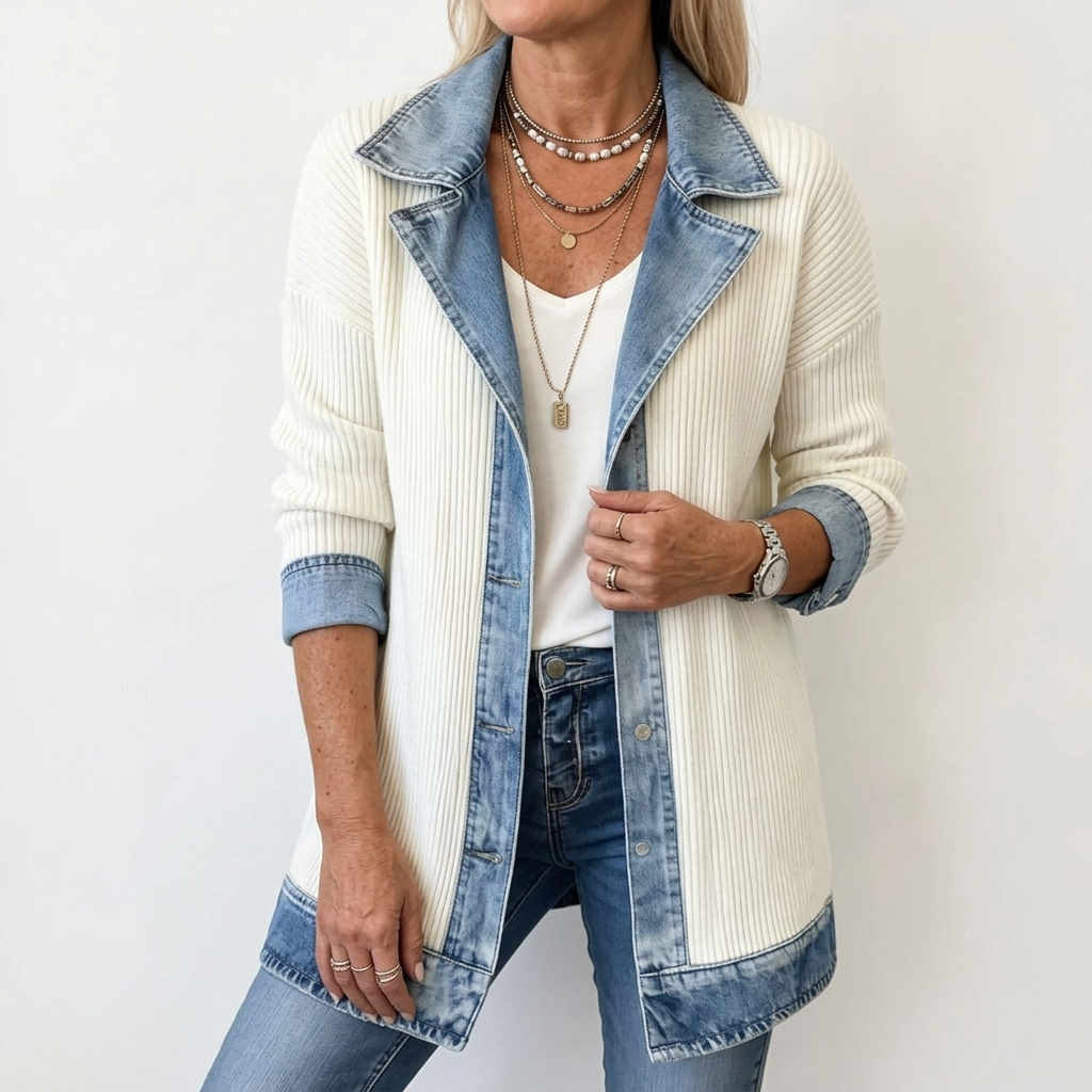 Miriam™ | Contrast-Trim Ribbed Knit Jacket