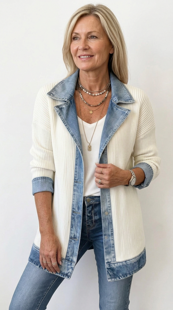 Miriam™ | Contrast-Trim Ribbed Knit Jacket