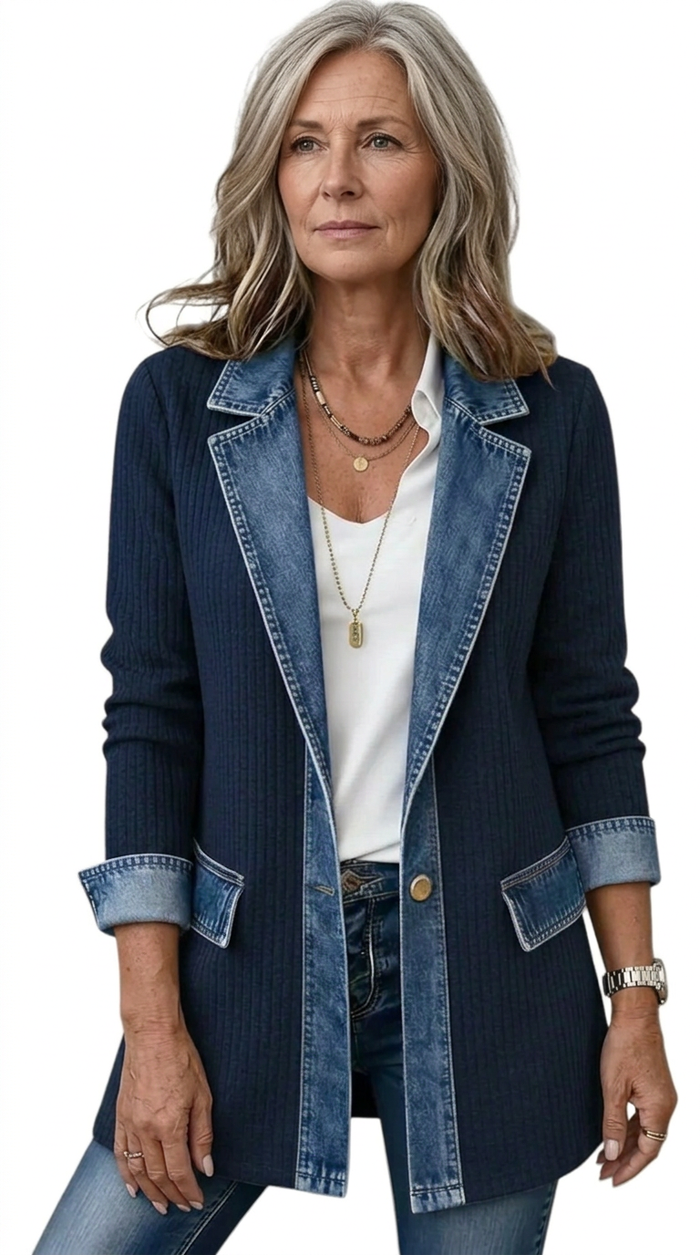 Miriam™ | Contrast-Trim Ribbed Knit Jacket