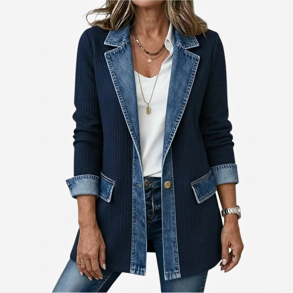 Miriam™ | Contrast-Trim Ribbed Knit Jacket