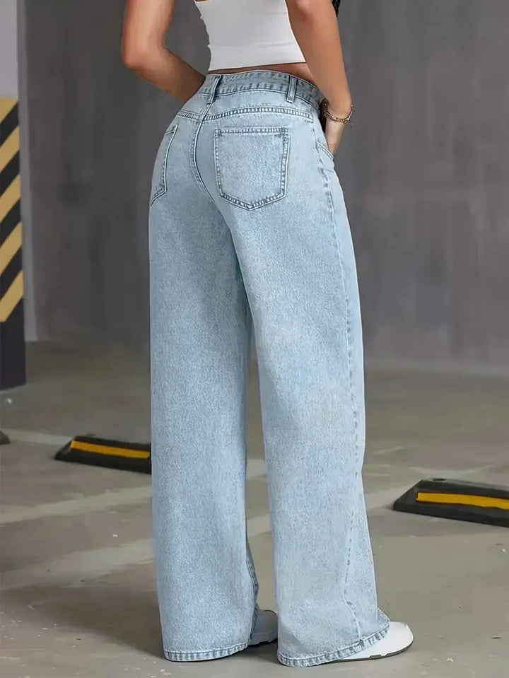 Natalie | Women’s Light Wash Wide Leg Jean